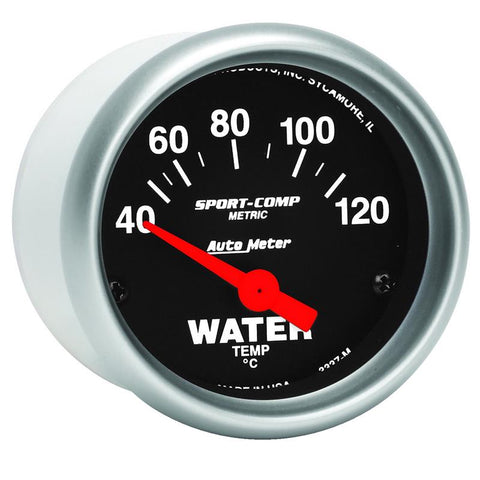 Autometer Sport-Comp 52mm 40-120 Degree Short Sweep Electronic Water Temperature Gauge - 3337-M