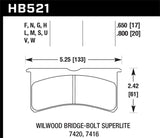 Hawk DTC-80 Wilwood BB SL 7416 17mm Race Brake Pads - HB521Q.650