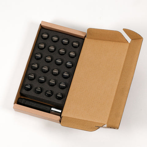 Rays M12x1.25 5 holes 16pcs nut, 4pcs Lock nut, 1 adapter & 1 lock nut key - Black - W1712125B