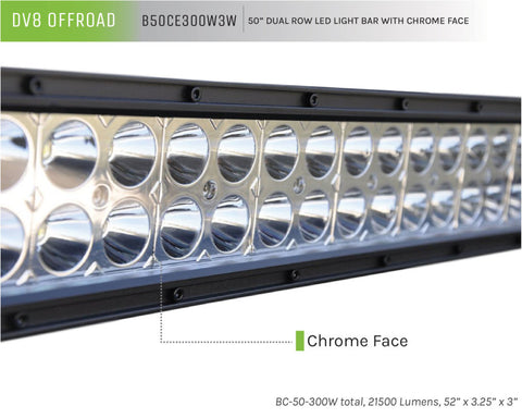 DV8 Offroad Chrome Series 50in Light Bar 300W Flood/Spot 3W LED - B50CE300W3W