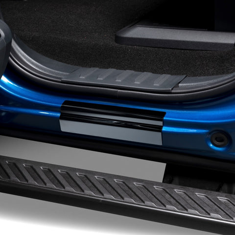Putco 99-16 Ford SuperDuty Crew Cab w/ SUPERDUTY Etching (4pcs) Black Platinum Door Sills - 95128BPFD