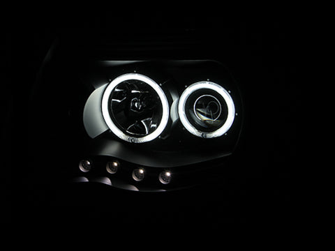ANZO 2005-2011 Toyota Tacoma Projector Headlights w/ Halo Black - 121282
