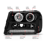 ANZO 2002-2009 Chevrolet Trailblazer Projector Headlights w/ Halo Black - 111127