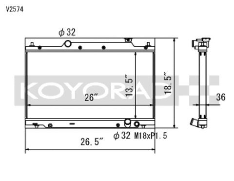 Koyo 02-05 Honda Civic Si 2.0L EP3 (MT) Radiator - V2574