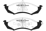 EBC 89-91 Ford Thunderbird 3.8 Greenstuff Front Brake Pads - DP21180