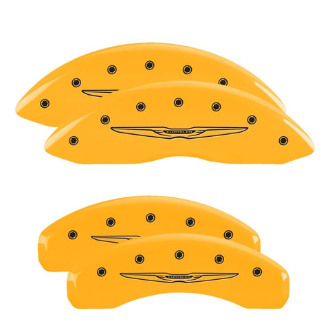 MGP 4 Caliper Covers Engraved F & R Chrysler Wing Yellow Finish Black Char 2009 Chrysler Aspen - 32009SCW2YL