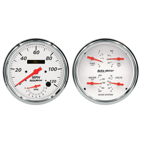 Autometer Arctic White Quad & Tach/Speedo 5in. - 2 pc. - 1352