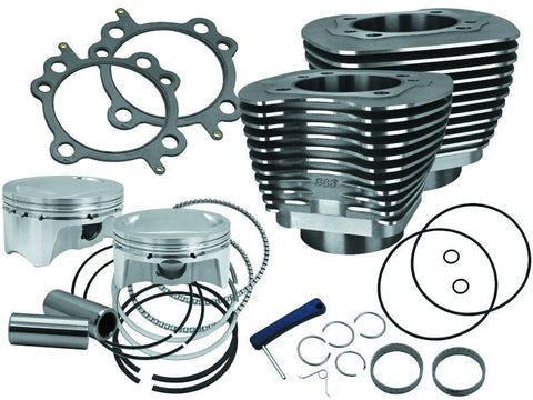 S&S Cycle 99-06 BT 4in Bore 4in Stroke Cylinder Kit - Wrinkle Black w/ Highlight - 910-0646