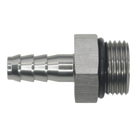 DeatschWerks 8AN ORB Male to 5/16in Male Triple Barb Fitting (Incl O-Ring) - Anodized DW Titanium - 6-02-0512