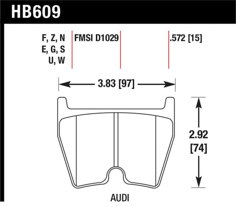 Hawk 08-11 Audi R8/07-08 RS4/03-04 RS6 / 02-03 VW Phaeton DTC-60 Front Race Brake Pads - HB609G.572