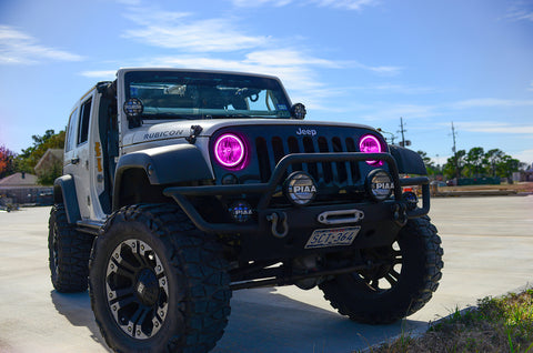Oracle Jeep Wrangler JK 07-17 LED Waterproof Halo Kit - ColorSHIFT w/ Simple Controller - 3943-504