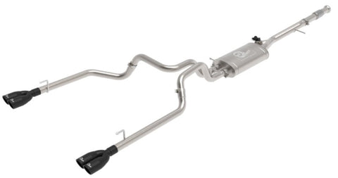 aFe Gemini XV 3in 304 SS Cat-Back Exhaust w/ Cutout 19-21 GM Silverado/Sierra 1500 V8- w/ Black Tips - 49-34139-B