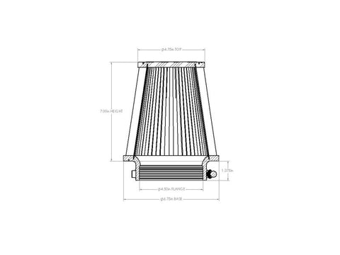 aFe POWER Universal Clamp-On Air Filter w/ D2 Dura-Dry Media - 4.5in F x 7in B x 4.75in T x 7in H - 21-45003V