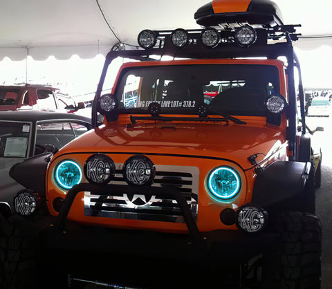 Oracle Jeep Wrangler JK 07-17 LED Waterproof Halo Kit - ColorSHIFT w/ Simple Controller - 3943-504