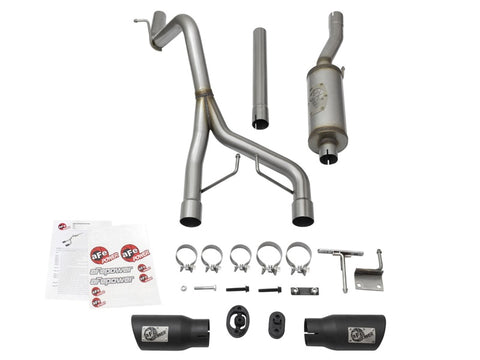 aFe Rebel Series CB 2.5in Dual Center Exit SS Exhaust w/ Black Tips 07-15 Jeep Wrangler 3.6L/3.8L V6 - 49-48056-B