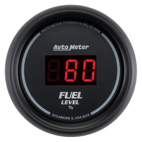 Autometer 52mm Black Digital Programmable Empty-Full Fuel Level Gauge - 6310