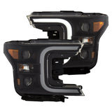 ANZO 18-19 Ford F-150 LED Projector Headlights w/ Plank Style Switchback Black w/ Amber - 111400