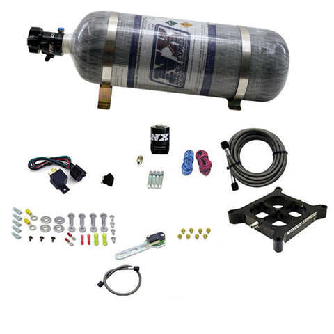 Nitrous Express Dry Single Entry Billet Crossbar Plate System 100-500hp (4150) w/12lb Carbon Bottle - 66142-12