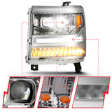 ANZO 16-18 Chevrolet Silverado 1500 LED Projector Headlights w/Plank Style Switchback Chrome w/Amber - 111421