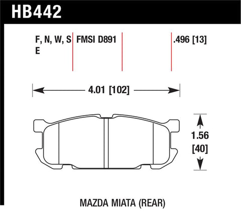 Hawk 01-02 Miata DTC-30 Street Rear Brake Pads - HB442W.496