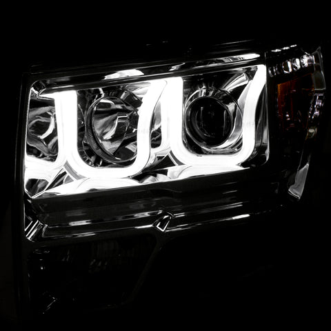 ANZO 2009-2014 Ford F-150 Projector Headlights w/ U-Bar Chrome Amber (HID TYPE) (WITHOUT HID KIT) - 111352