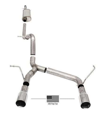 Corsa 18-21 Jeep Wrangler JLU 3.6L 2.75in Sport Cat-Back Exhaust w/ American Flag Tips - 21124USA