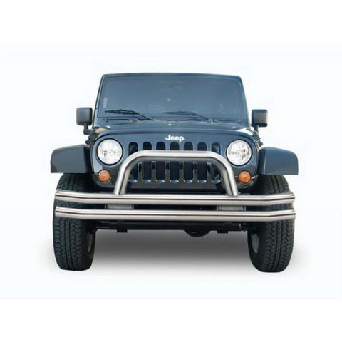 Rampage 2007-2018 Jeep Wrangler(JK) Double Tube Bumper Front - Stainless - 86420