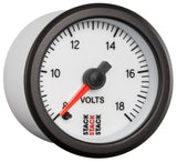 Autometer Stack 52mm 8-18V Pro Stepper Motor Battery Voltage Gauge - White - ST3366