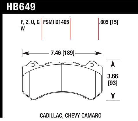 Hawk 2008-2014 Cadillac CTS V HPS 5.0 Front Brake Pads - HB649B.605