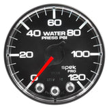 Autometer Spek-Pro Gauge Water Press 2 1/16in 120psi Stepper Motor W/Peak & Warn Blk/Chrm - P345318