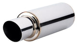 Vibrant TPV Turbo Round Muffler (17in Long) with 4in Round Tip Straight Cut - 3in inlet I.D. - 1062