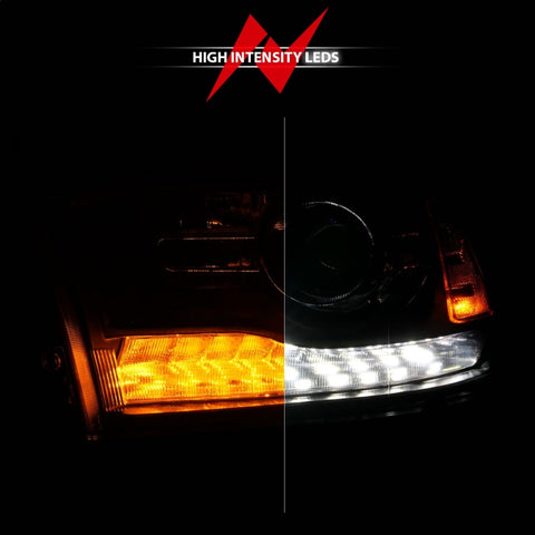 ANZO 09-18 Dodge Ram 1500/2500/3500 LED Plank Style Headlights Switchback + Sequential - Matte Black - 111609