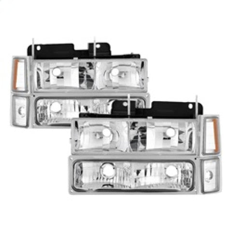 xTune Chevy Suburban 94-98 Headlights w/ Corner & Parking Lights 8pcs Chrome HD-JH-CCK88-AM-C-SET - 5069535
