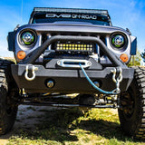 DV8 Offroad 07-18 Jeep Wrangler JK/JL FS-15 Steel Stubby Front Bumper w/ Fog Lights - FBSHTB-15