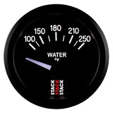 Autometer Stack 52mm 100-250 Deg F 1/8in NPTF Electric Water Temp Gauge - Black - ST3208