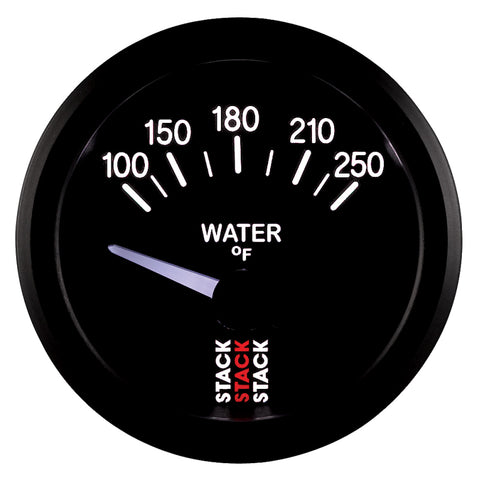 Autometer Stack 52mm 100-250 Deg F 1/8in NPTF Electric Water Temp Gauge - Black - ST3208