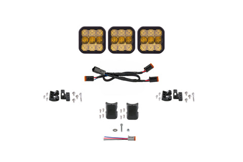 Diode Dynamics SS5 Sport Universal CrossLink 3-Pod Lightbar - Yellow Combo - DD6793