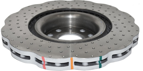 DBA 12-13 Volkswagen Golf R 2.0L Front 4000 Series Cross Drilled Rotor w/Silver Hat - 42808WSLVXD