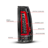 ANZO 88-99 Chevy/GMC C/K1500/2500/3500 Full LED Light Tube Taillights Black Housing Clear Lens - 311485