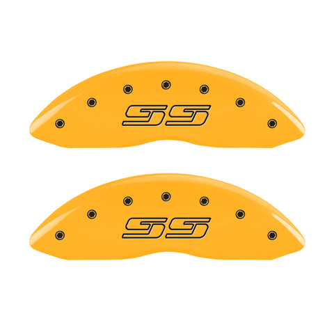 MGP 4 Caliper Covers Engraved F & R Avalanche SS Yellow Finish Blk Char 2008 Chevy Express 2500 - 14048SSS1YL