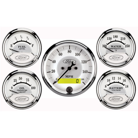 Autometer Ford Racing Kit Box (5 pc In-Dash Elec Speedo/Oil Pressure/Water Temp/Fuel Level/Volt) - 880087