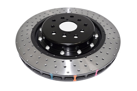 DBA 18-21 Subaru WRX STI Front 5000 Series 2-Piece Drilled Rotor w/Black Hat - DBA53050BLKXD-10