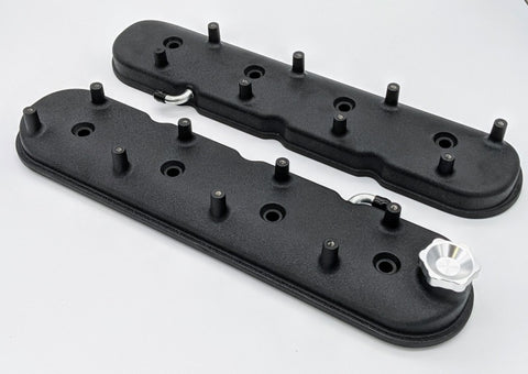 Granatelli 96-22 GM LS Standard Height Valve Cover w/Angled Coil Mount - Blk Wrinkle (Pair) - 640367