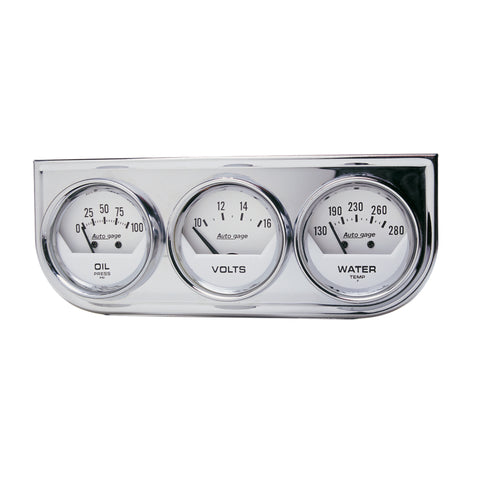 Autometer AutoGage 2in 0-100 PSI Oil Press/ 16 Volt / 130-280 Deg Water Temp - Chrome Bezel - 2325
