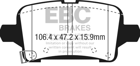 EBC 2016+ Chevrolet Malibu 1.5L Turbo (Elec PB) Ultimax2 Rear Brake Pads - UD1915