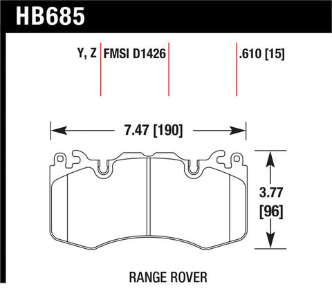 Hawk 10-11 Range Rover/Range Rover Sport Supercharged Performance Ceramic Street Front Brake Pads - HB685Z.610
