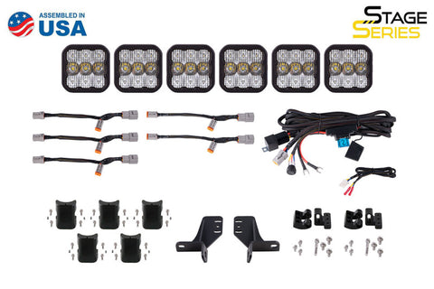 Diode Dynamics Bronco SS5 6-Pod CrossLink Grille Lightbar Kit Pro - White Combo - DD7270