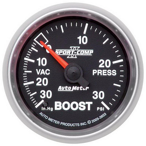 Autometer Sport-Comp II 52mm 30 PSI Mechanical Boost Vacuum Gauge - 3603