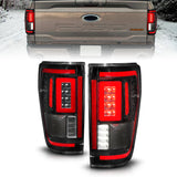 ANZO 21-23 Ford F-150 LED Taillights Seq. Signal w/BLIS Cover - Black (For Factory Halogen ONLY) - 311475