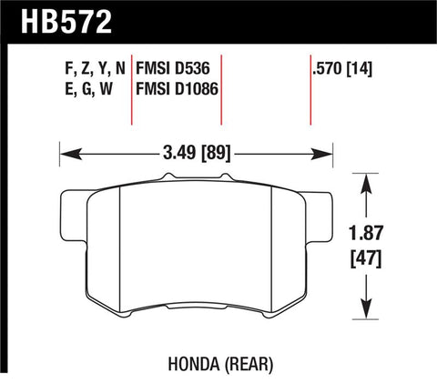 Hawk 2001-2003 Acura CL Type-S HPS 5.0 Rear Brake Pads - HB572B.570